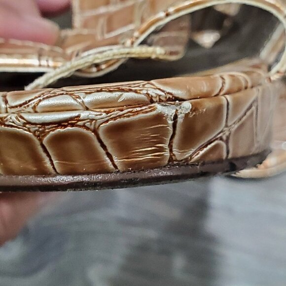 Lane Bryant Women's Brown Faux Reptile Double Strap Heels Shoes Open Toe SZ 9W - Picture 14 of 15